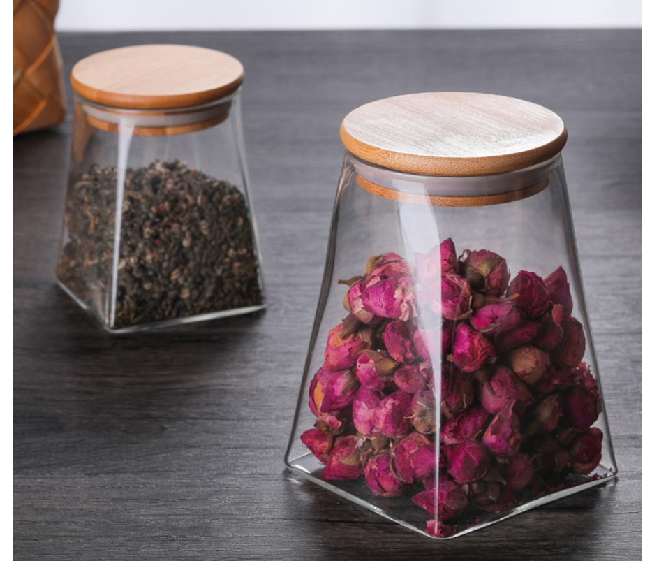 Pyramid Shaped Glass Spice Jar