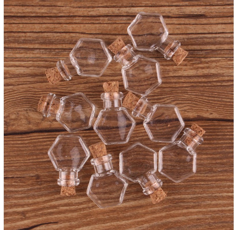 Hexagon Shaped Glass Spice Jars 50 Pcs Set