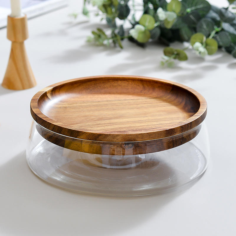 Double Layer Storage Can with Wooden Lid