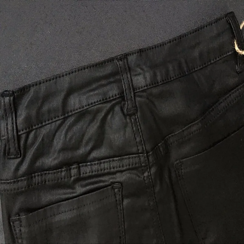 Women's Elastic Skinny Leather Look Jeans