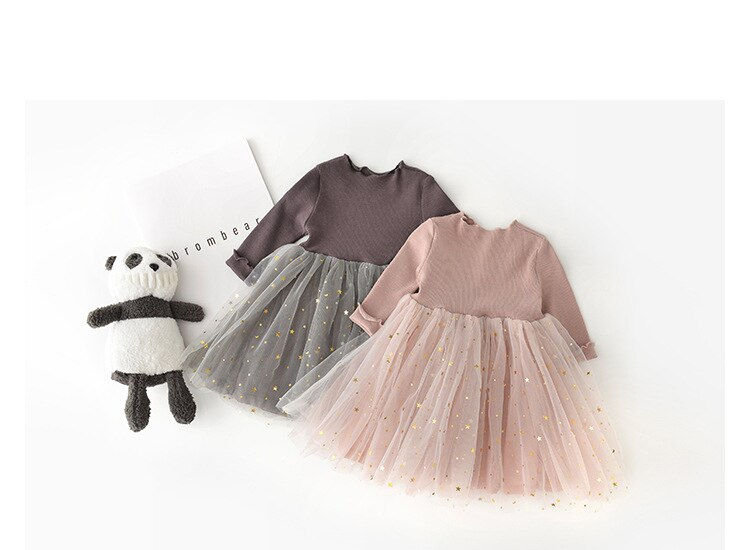 Cute Long Sleeved Cotton Dress with Ruffles