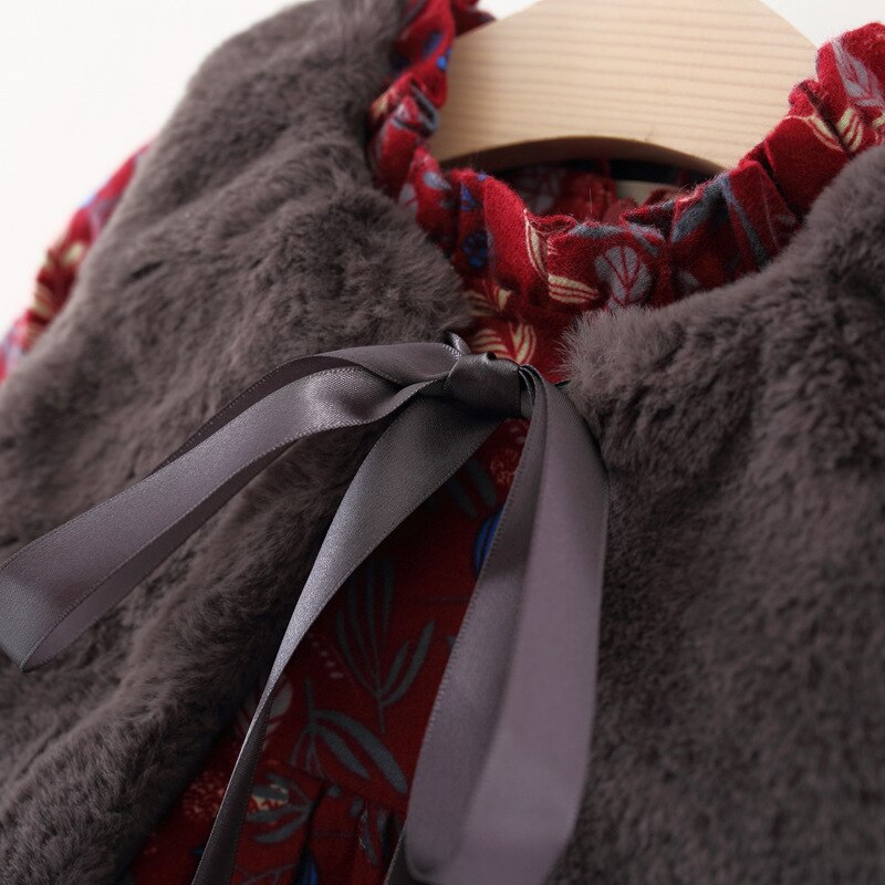 Casual Long Sleeved Cotton Dress with Bow