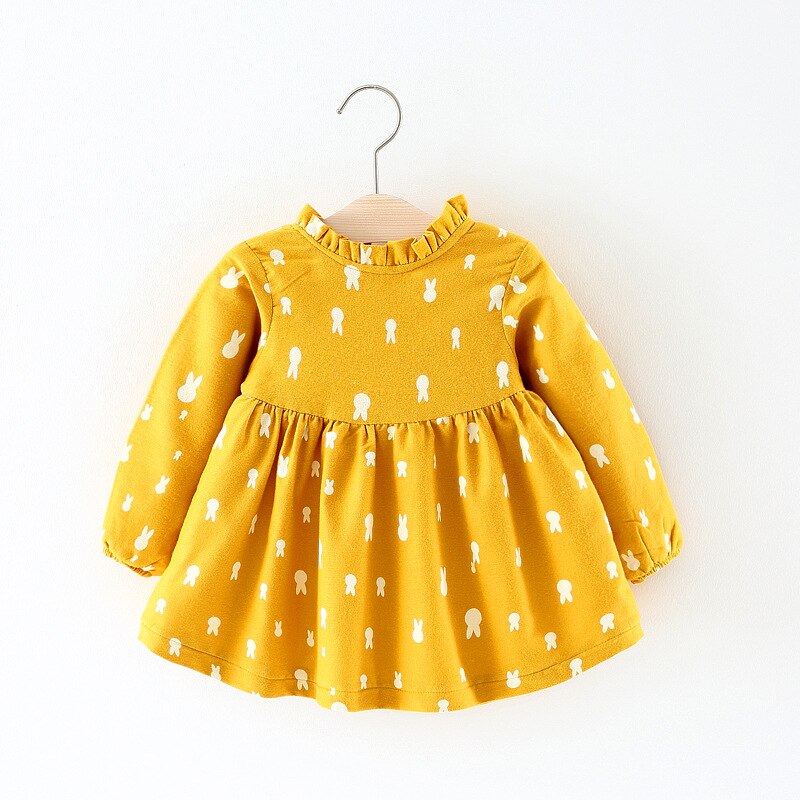 Casual Long Sleeved Cotton Dress with Bow