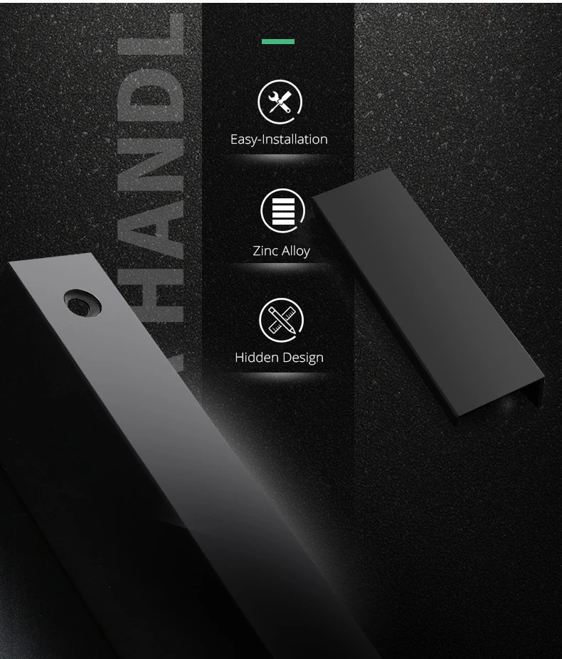 Metal Hidden Cabinet Handles for Kitchen