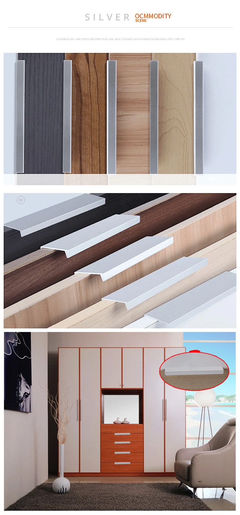 Metal Hidden Cabinet Handles for Kitchen