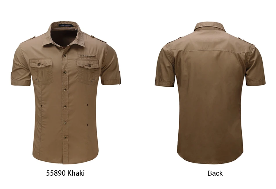 Men's Military Style Cotton Shirt