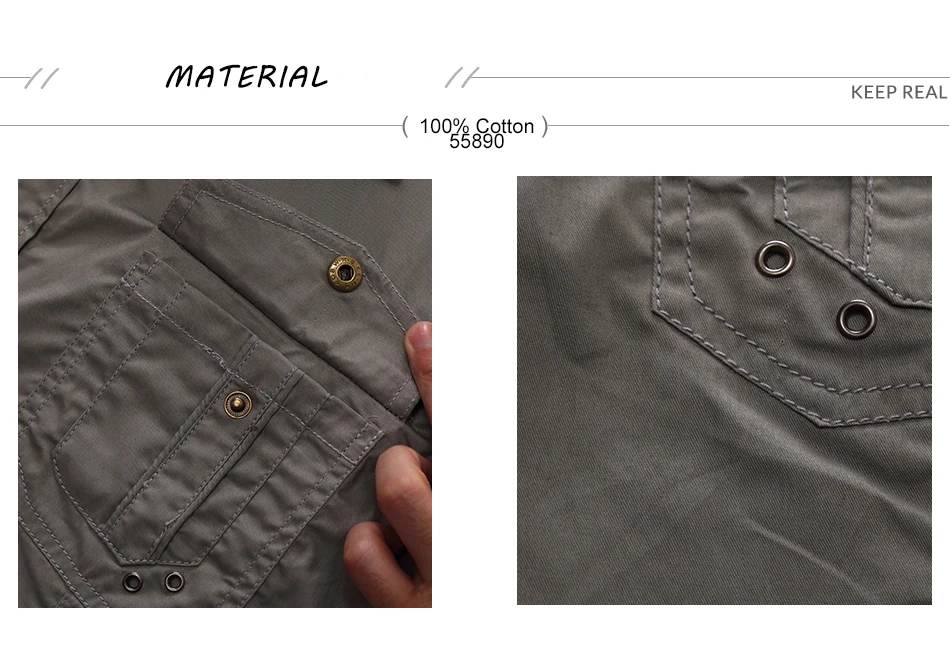 Men's Military Style Cotton Shirt