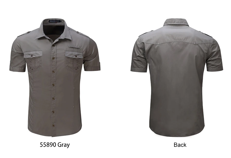 Men's Military Style Cotton Shirt