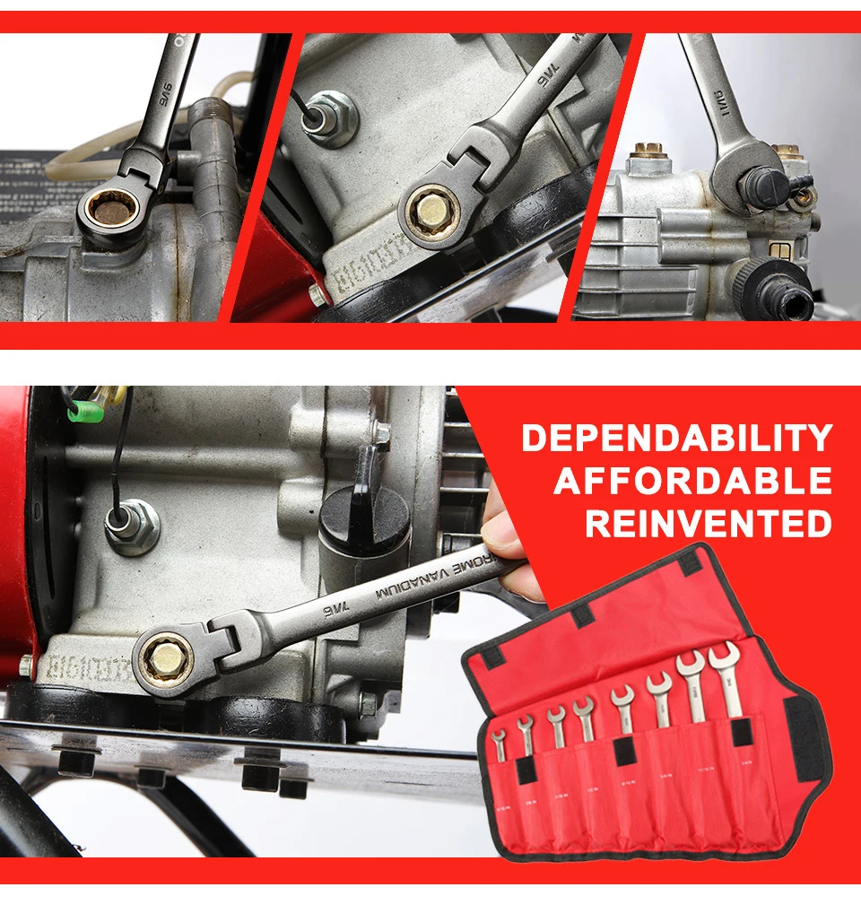 Wrenches Set with Flex-Head Ratchets