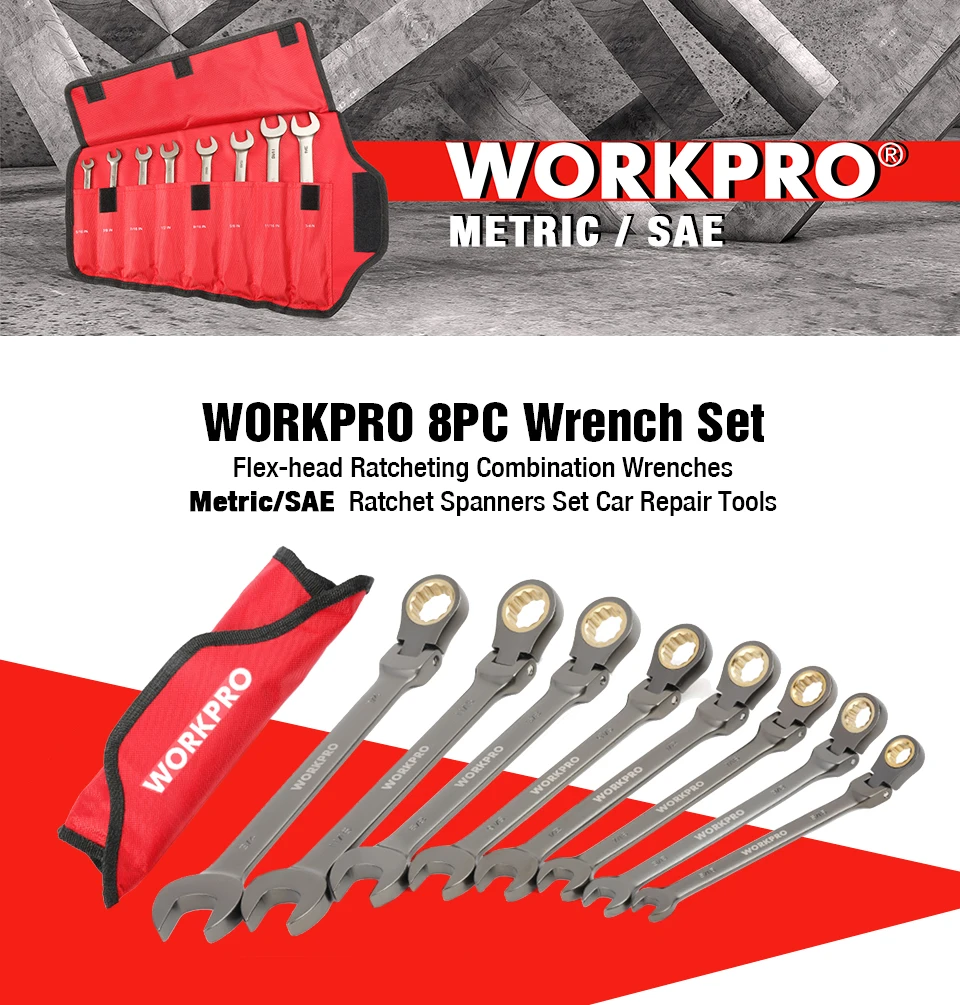 Wrenches Set with Flex-Head Ratchets