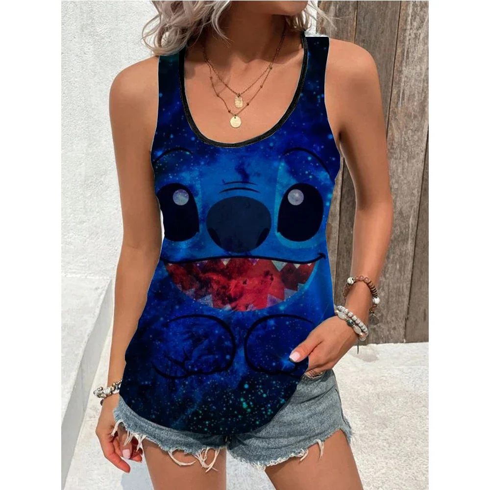 New Disney Stitch Print Tank Top Summer Casual Strap Sleeveless U-neck Slim Fit T-shirt Girls Top T-shirts Women street style New Disney Stitch Print Tank Top Summer Casual Strap Sleeveless U-neck Slim Fit T-shirt Girls Top T-shirts Women street style