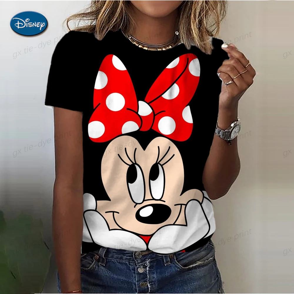 Kawaii Lilo Stitch Print T-shirts Tops for Women Lady Summer Children T-shirts Casual O-neck Ohana Stitch Disney T-shirts
