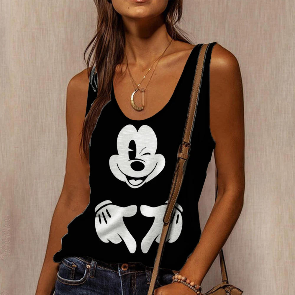 Anime T-shirt tank top Tnak top Disney Mickey Mouse sleeveless shirt short T-shirt women's clothing short tank top