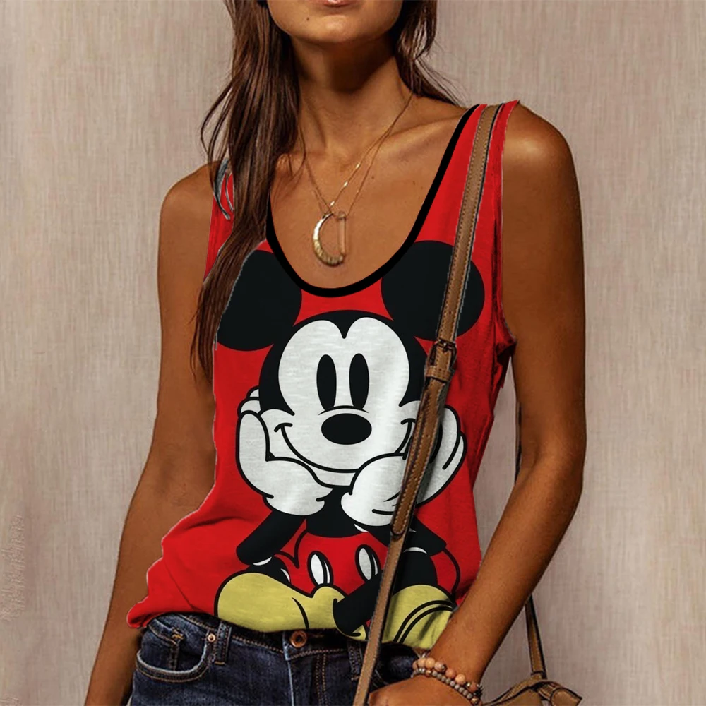 Anime T-shirt tank top Tnak top Disney Mickey Mouse sleeveless shirt short T-shirt women's clothing short tank top