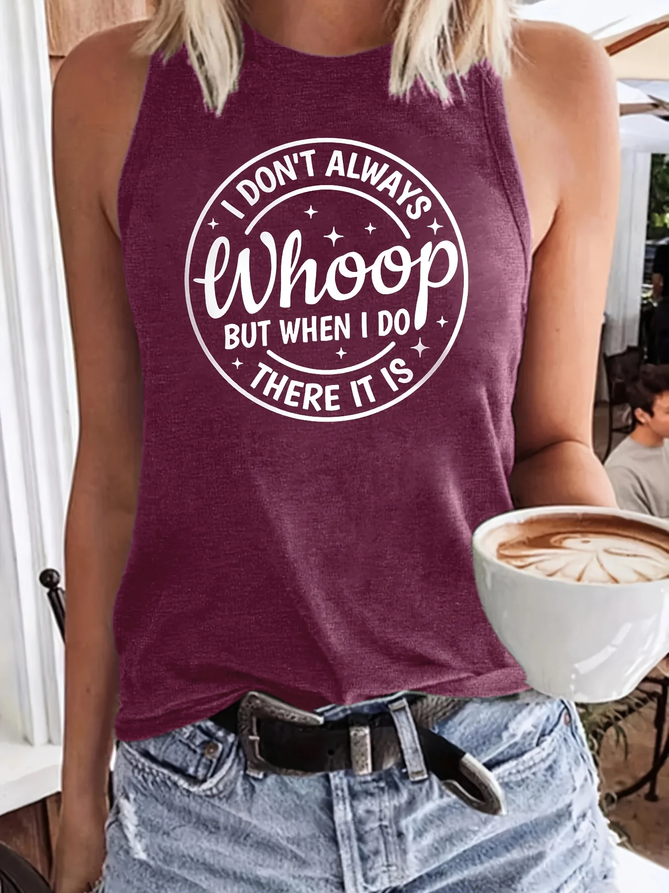 Letter Print Crew Neck Tank Top, Casual Sleeveless Tank Top For Summer, Women's Clothing