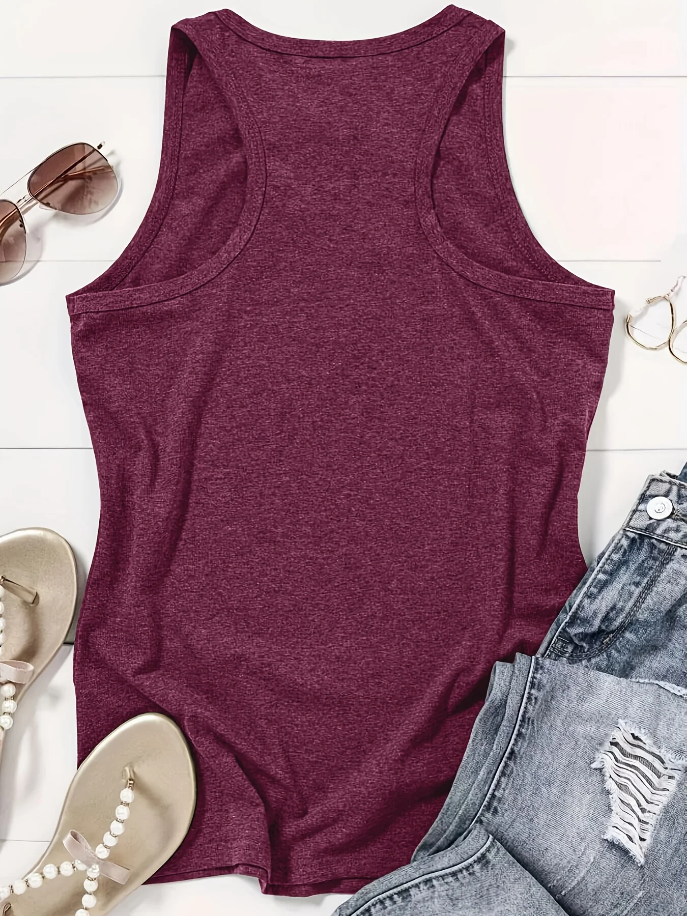 Letter Print Crew Neck Tank Top, Casual Sleeveless Tank Top For Summer, Women's Clothing