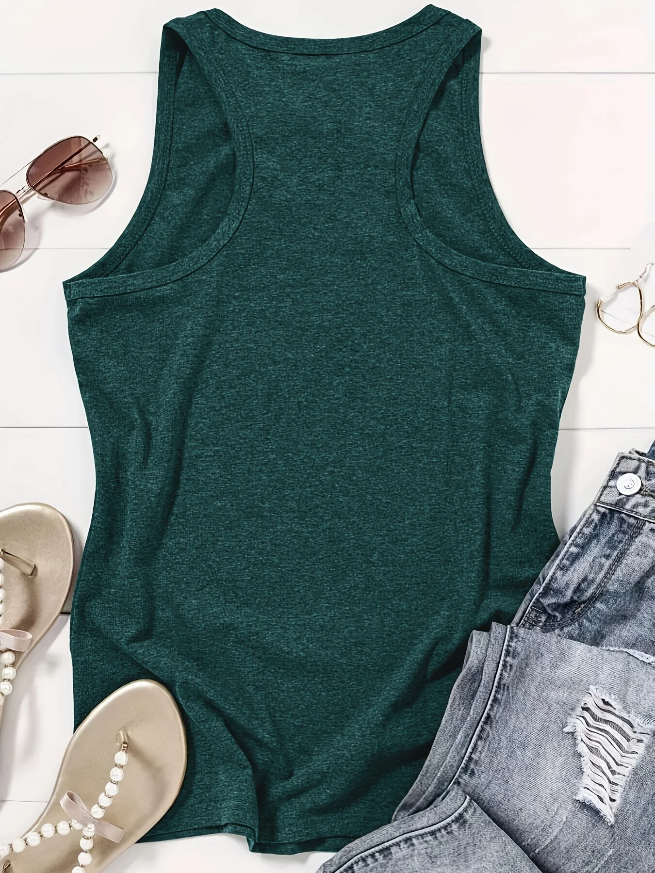 Letter Print Crew Neck Tank Top, Casual Sleeveless Tank Top For Summer, Women's Clothing