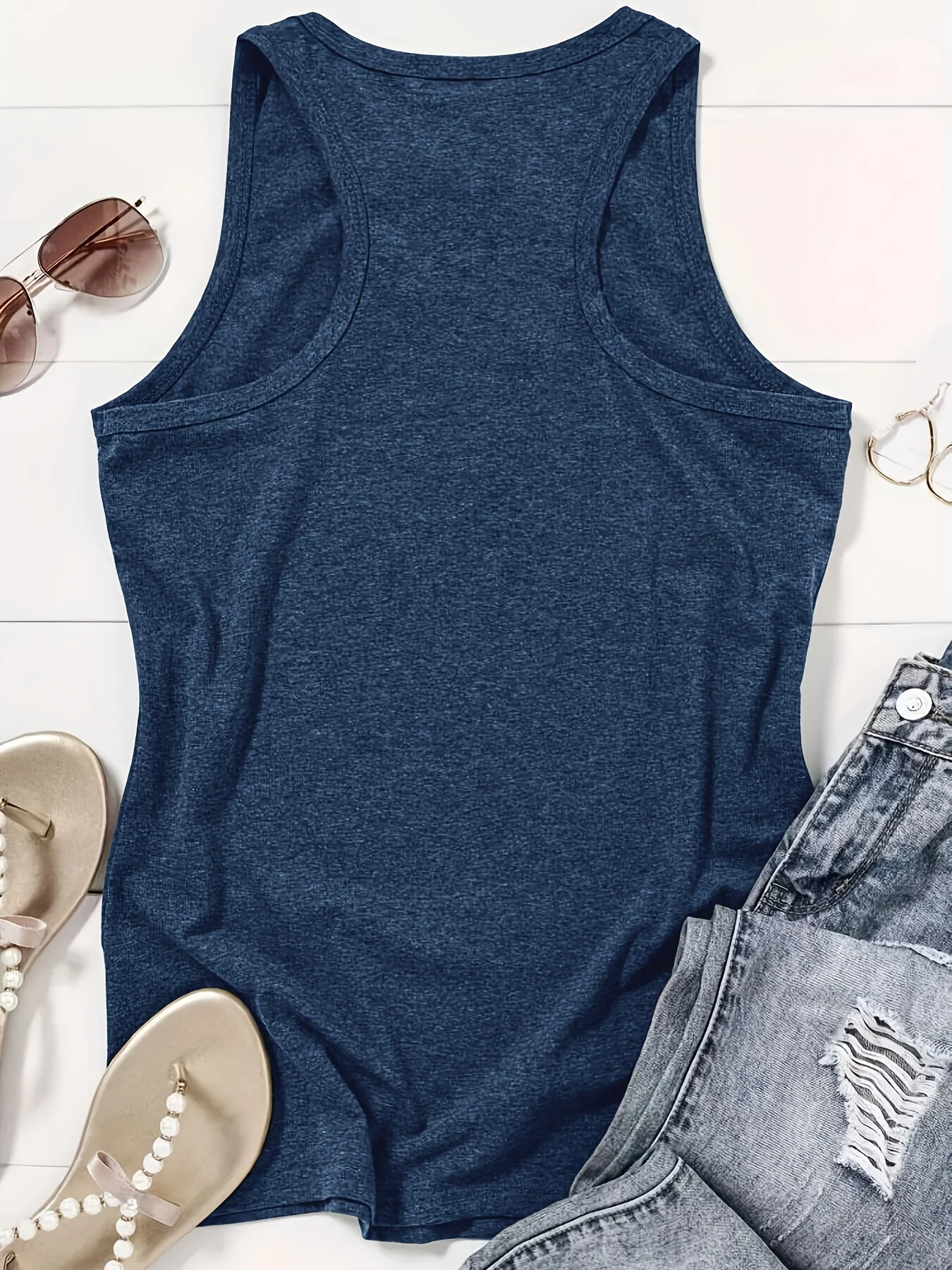 Letter Print Crew Neck Tank Top, Casual Sleeveless Tank Top For Summer, Women's Clothing