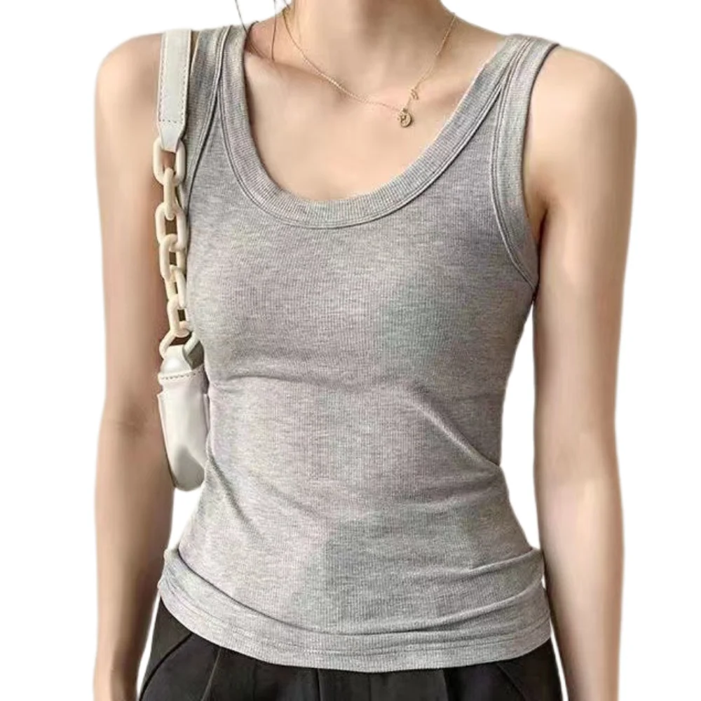 Women Sexy Knitted Vest Ribbed Slim Camis Sleeveless Round Neck Tank Tops 2023 Summer Female Casual Solid Color Basic Camisole