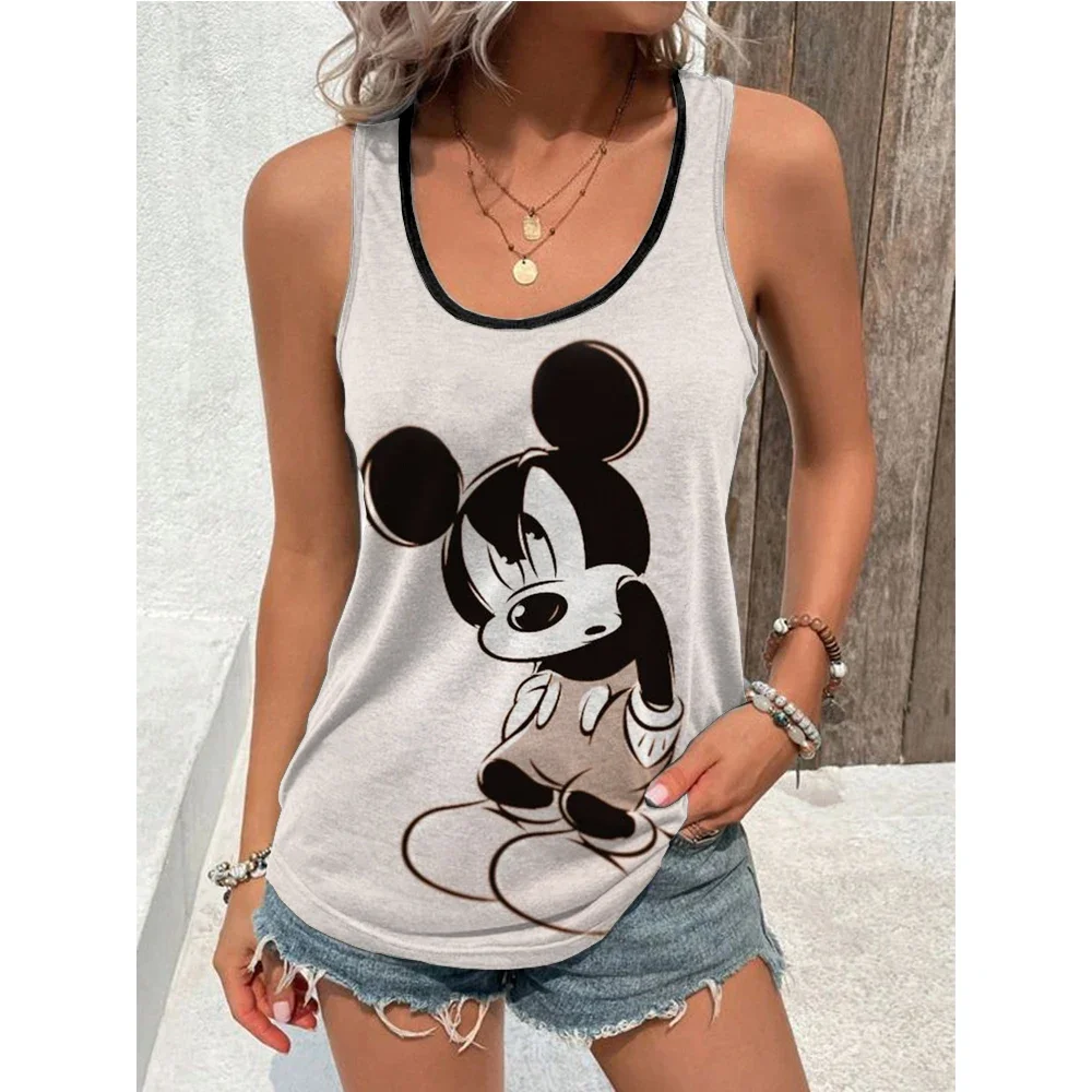 Summer Disney T Shirt Minnie Mickey Mouse Printed T-Shirt Tank Top Women  Women's Clothing KawaiiVest T Shirt U-neck sports vest