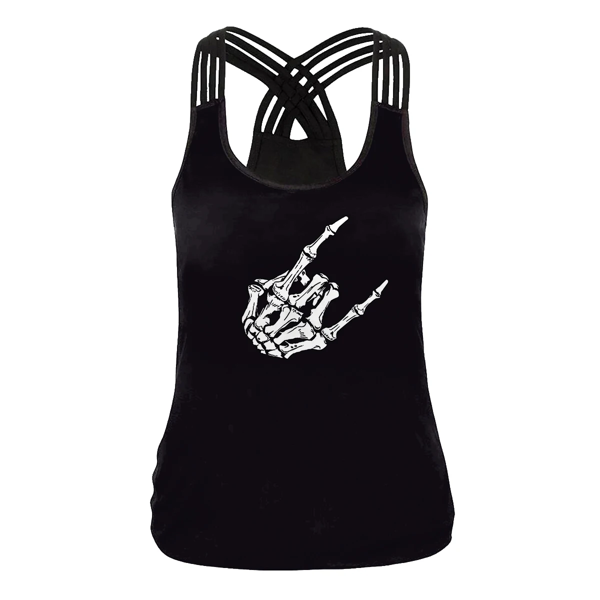 [You're My Secret] Summer Halloween Skull Women's Tank Tops 3D Digital Printed Girl Gothic Style Sling Top Sexy Backless Vest