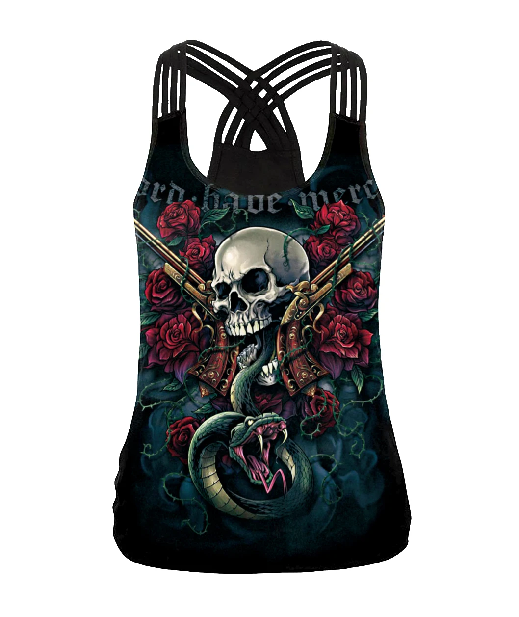 [You're My Secret] Summer Halloween Skull Women's Tank Tops 3D Digital Printed Girl Gothic Style Sling Top Sexy Backless Vest
