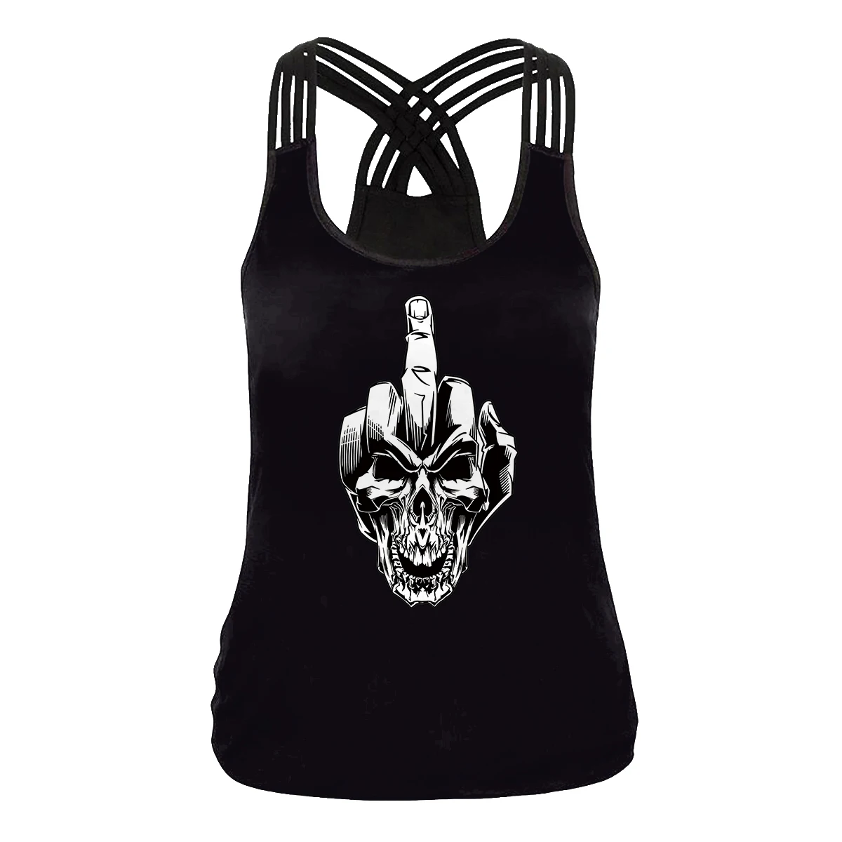 [You're My Secret] Summer Halloween Skull Women's Tank Tops 3D Digital Printed Girl Gothic Style Sling Top Sexy Backless Vest