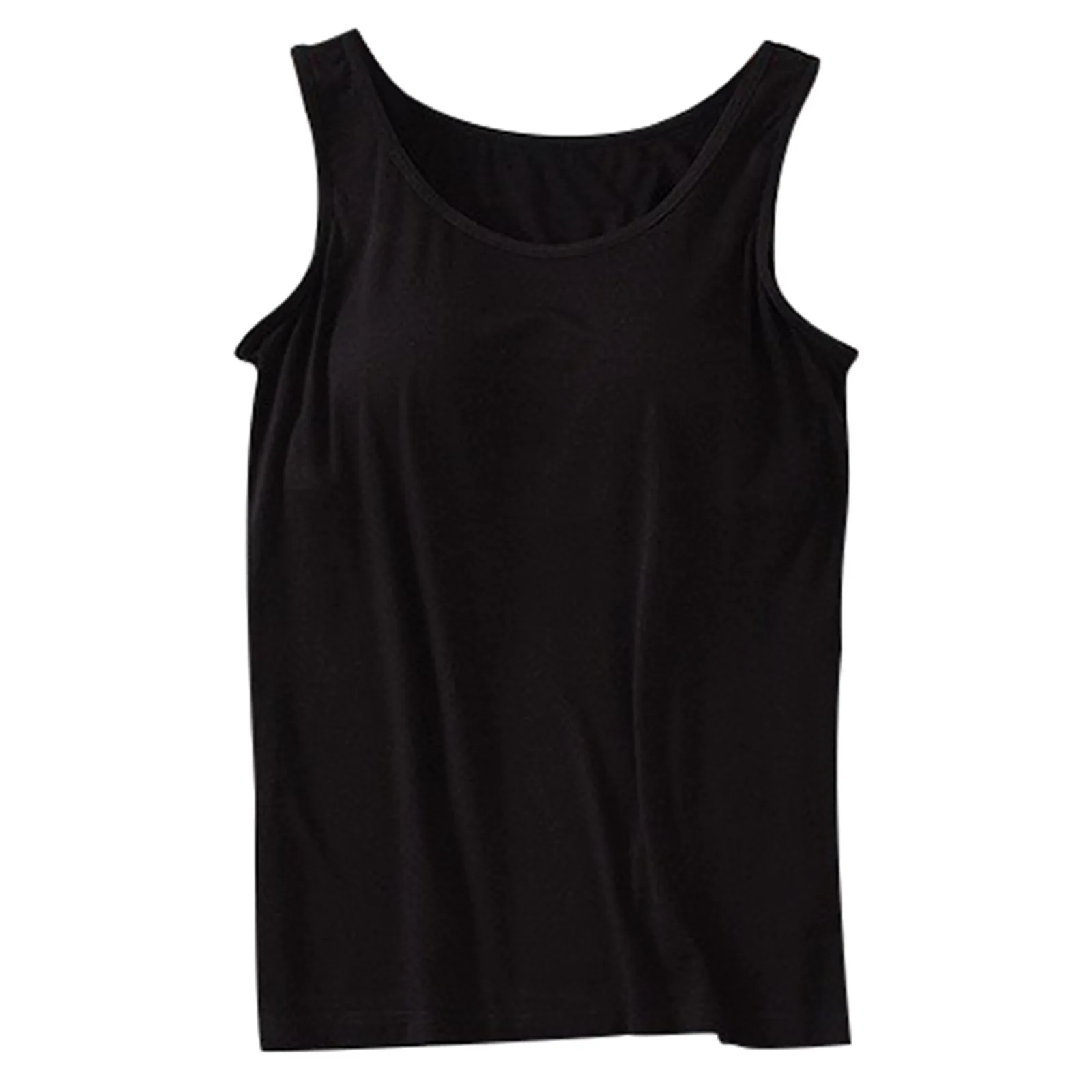 Padded Bra Tank Top Women Modal Spaghetti Solid Cami Top Vest Female Adjustable Camisole With Built In Bra Fitness Clothing