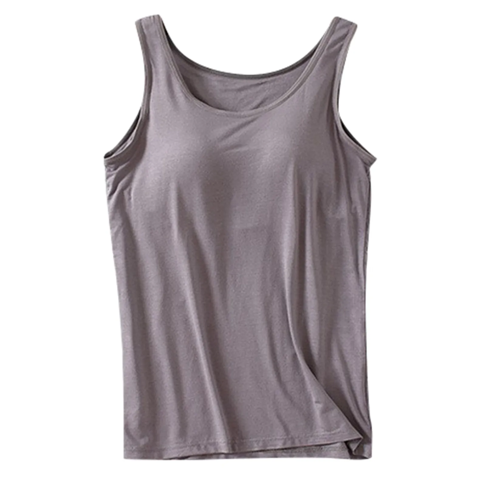 Padded Bra Tank Top Women Modal Spaghetti Solid Cami Top Vest Female Adjustable Camisole With Built In Bra Fitness Clothing