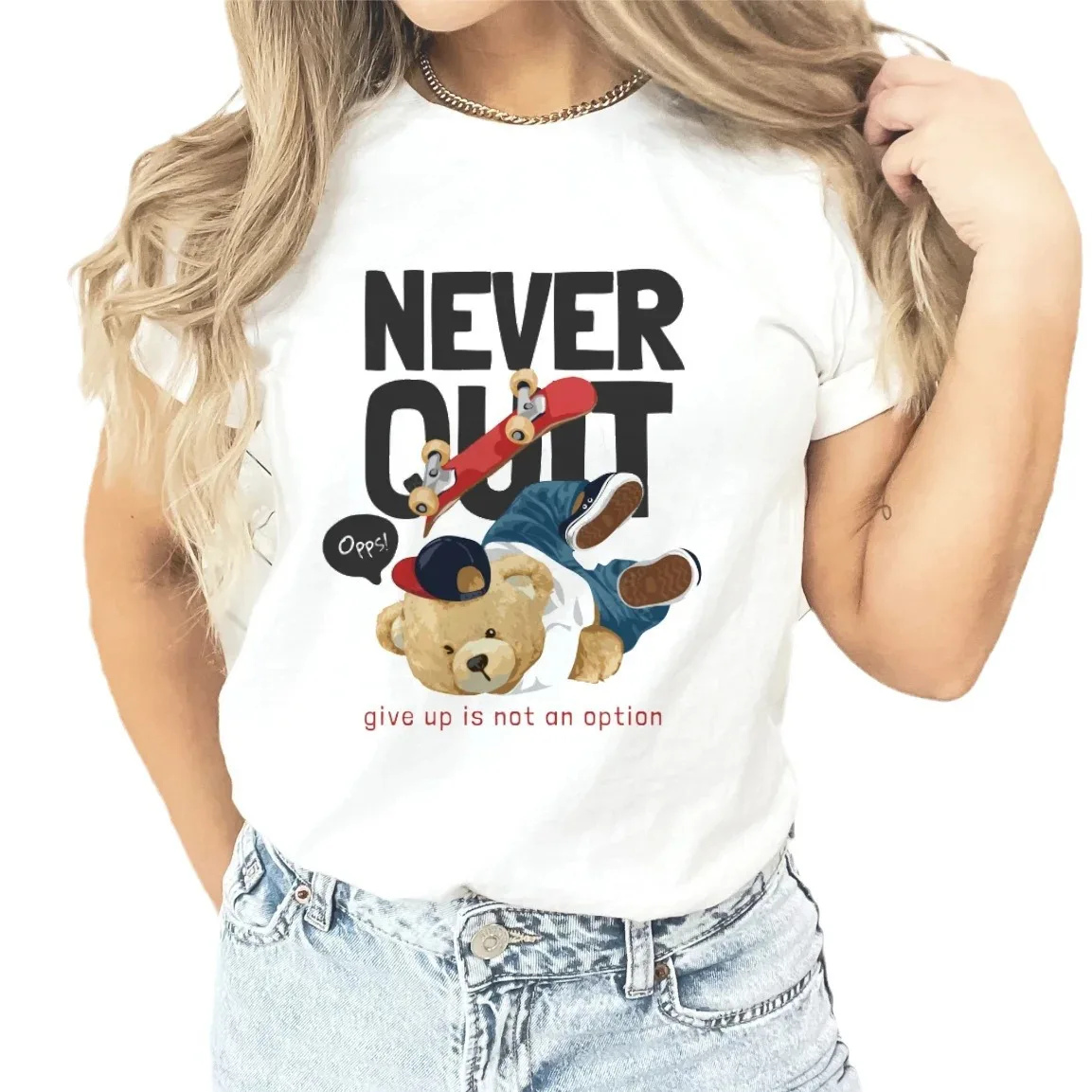 New Couple Teddy Bear Print T-shirt Europe and The United States Fashion Crew-neck Top Woman Tops Oversized T Shirt Harajuku New Couple Teddy Bear Print T-shirt Europe and The United States Fashion Crew-neck Top Woman Tops Oversized T Shirt Harajuku