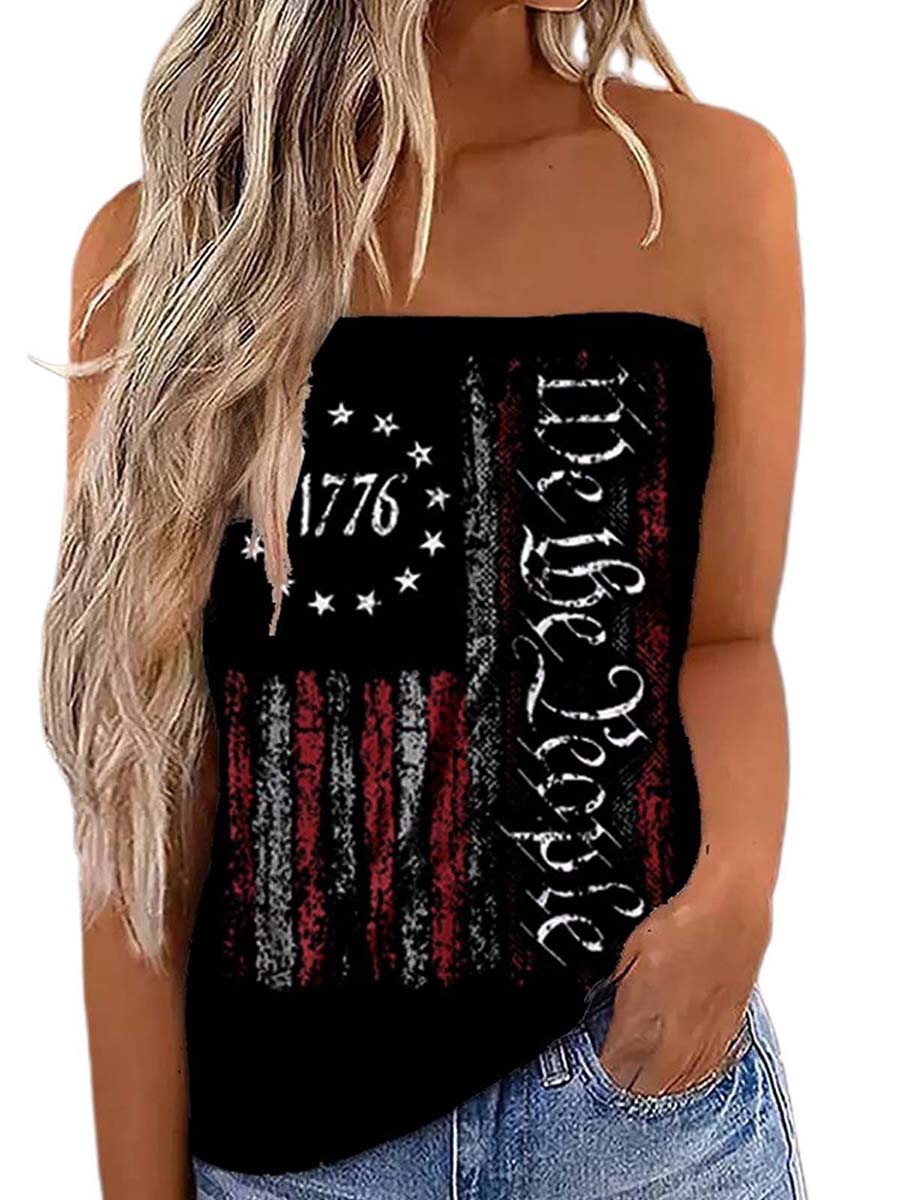 Women s Tube Crop Tops Strapless Cute Sexy Sleeveless Floral Print Blouse Holiday Pleated Tops Shirt