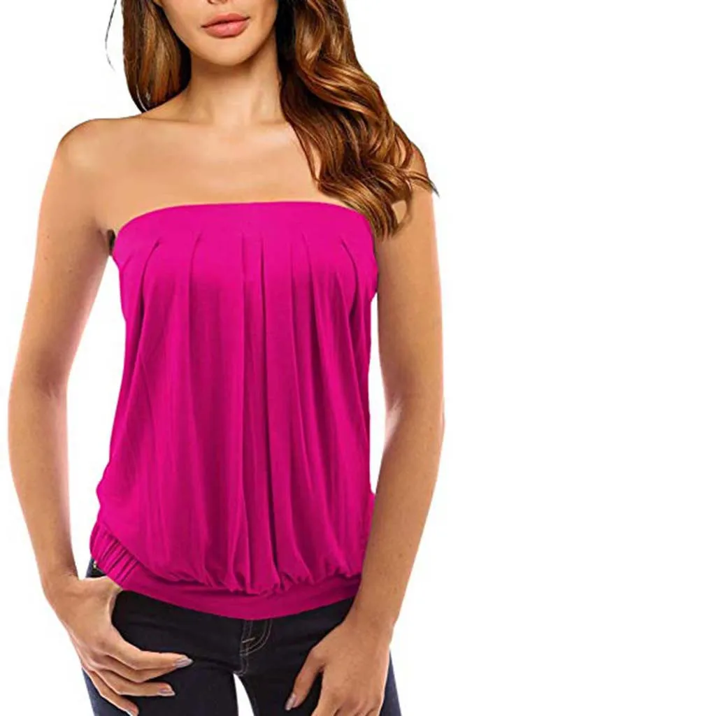 Summer New Solid Strapless Vest Women Sexy Cutaway Sleeveless Backless Casual Versatile Tank Tops Ladies Daily Camisole 2024 Summer New Solid Strapless Vest Women Sexy Cutaway Sleeveless Backless Casual Versatile Tank Tops Ladies Daily Camisole 2024