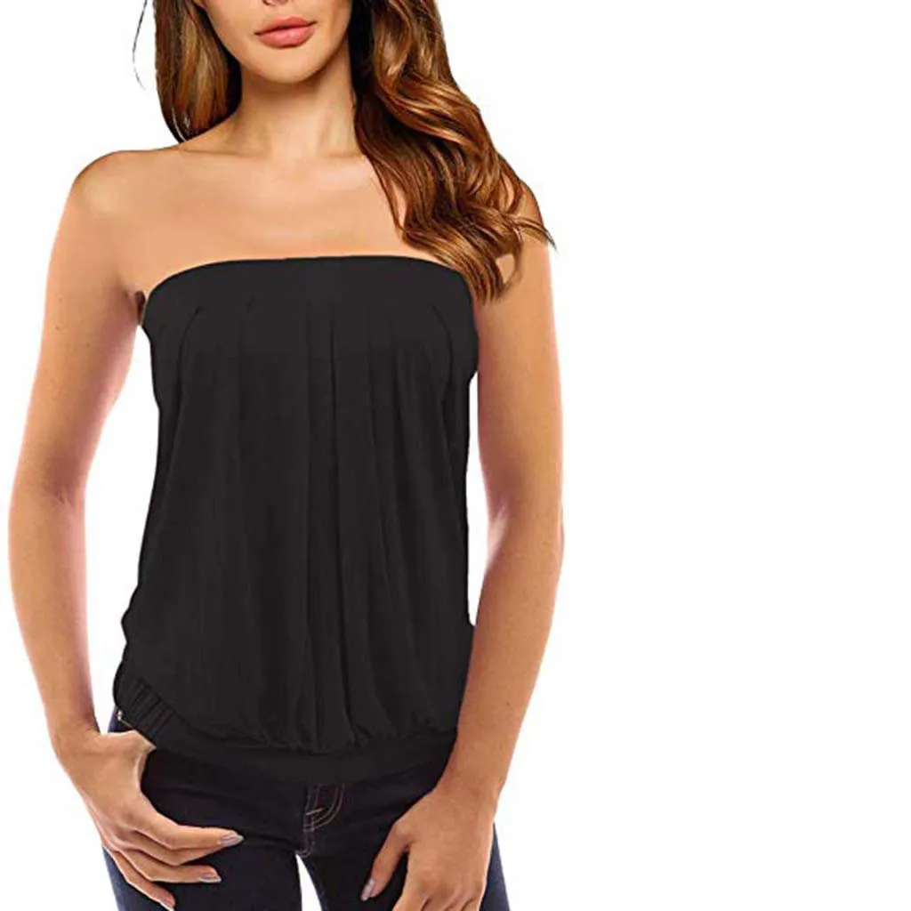 Summer New Solid Strapless Vest Women Sexy Cutaway Sleeveless Backless Casual Versatile Tank Tops Ladies Daily Camisole 2024 Summer New Solid Strapless Vest Women Sexy Cutaway Sleeveless Backless Casual Versatile Tank Tops Ladies Daily Camisole 2024