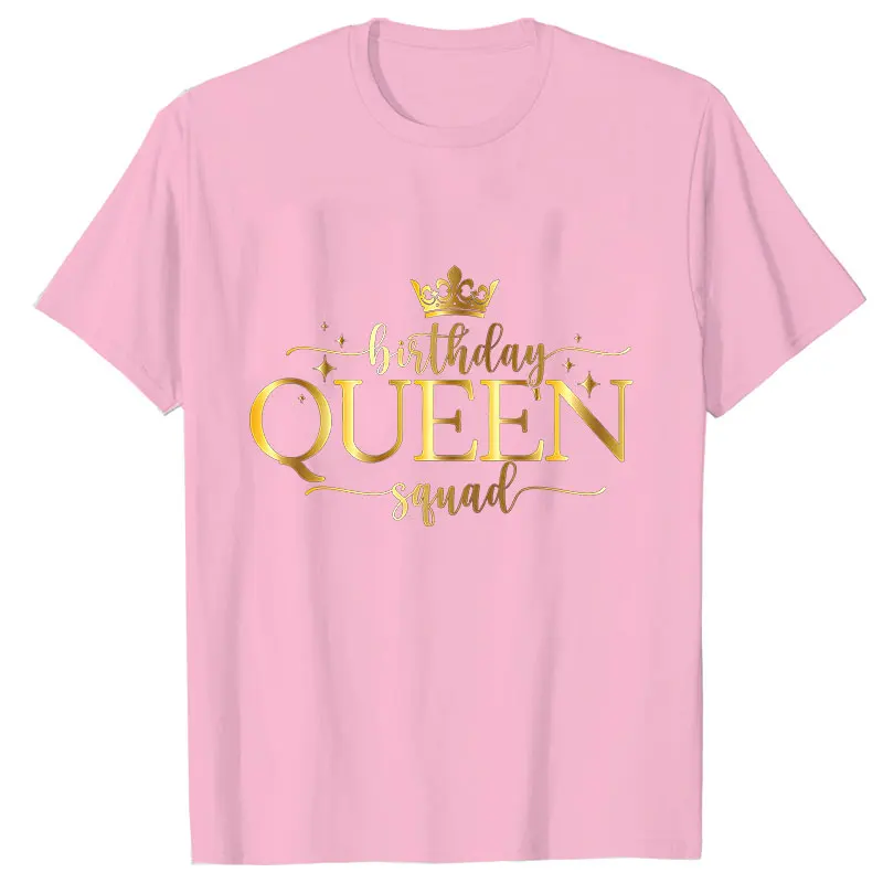 Women Clothing I'm Birthday Queen Squad Golden Graphic Y2k Tops 90s Girl Friends Birthday Party Group T-Shirt Short Sleeve Tees