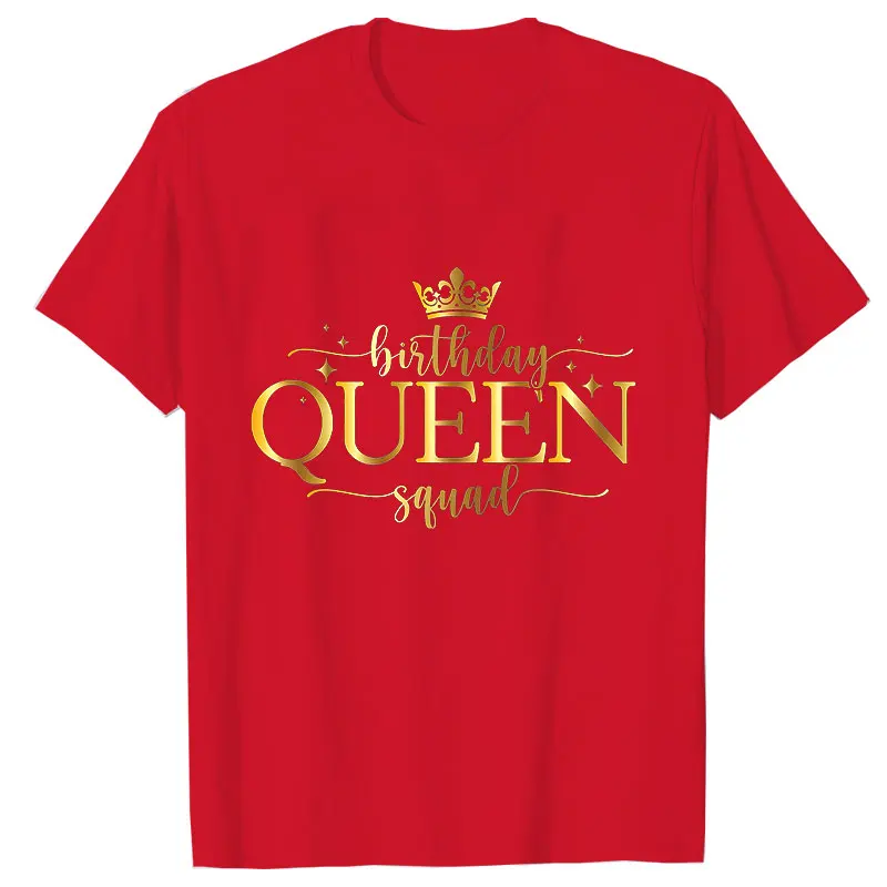 Women Clothing I'm Birthday Queen Squad Golden Graphic Y2k Tops 90s Girl Friends Birthday Party Group T-Shirt Short Sleeve Tees