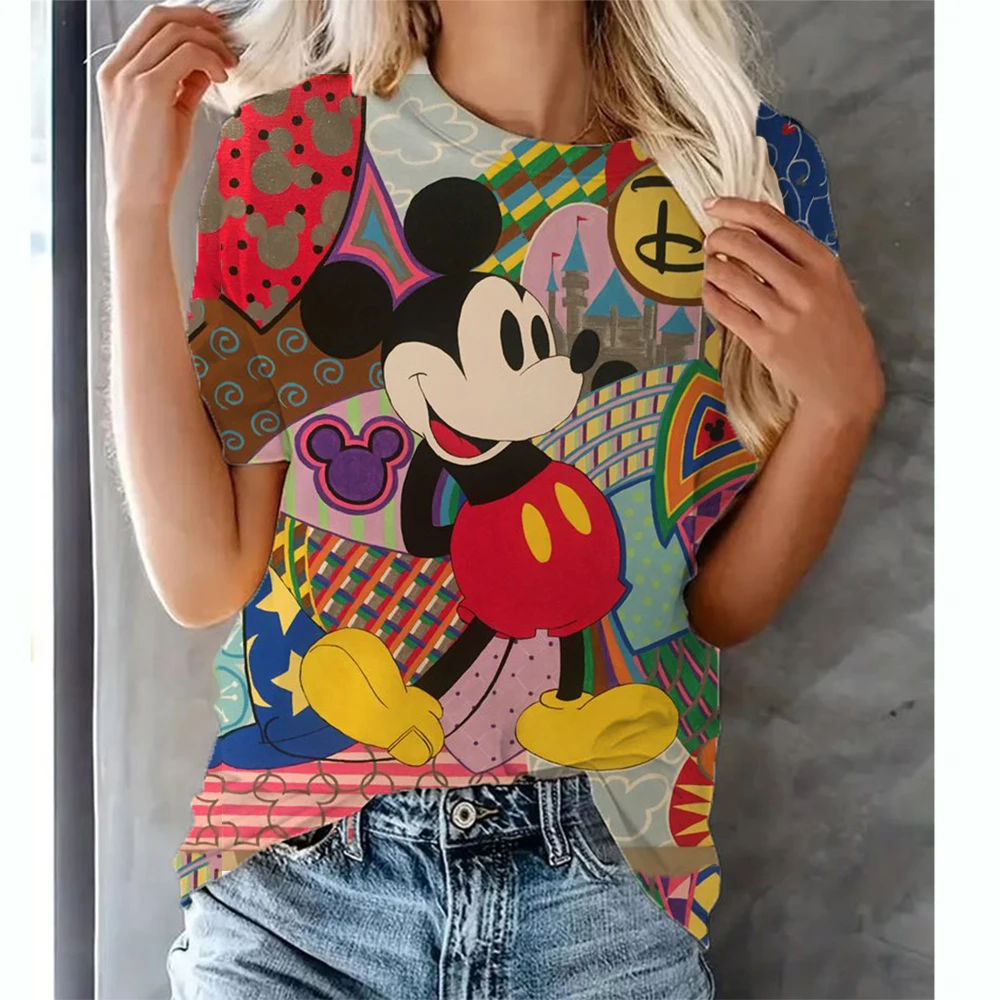 Women Graphic Cartoon Disney Mickey Mouse Print T Shirt Short Sleeve Ladies Print Clothes Lady Tees Tops Female Womens T Shirt