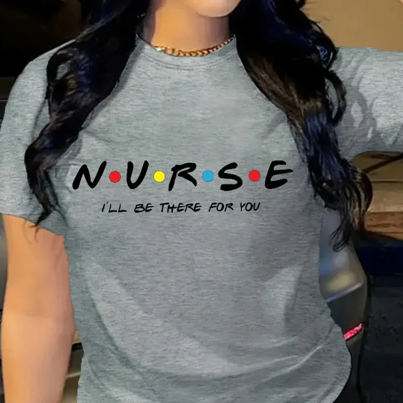 Women’s Nurse Print T-Shirt Nurse I’ll Be There for You Shirt Short Sleeve Tshirts for Women Funny Friends Show Shirt for Nurse Women's Nurse Print T-Shirt Nurse I'll Be There for You Shirt Short Sleeve Tshirts for Women Funny Friends Show Shirt for Nurse
