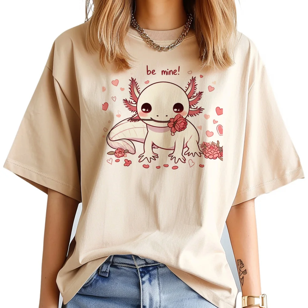 Axolotl t-shirts women streetwear designer Tee female Japanese manga clothing
