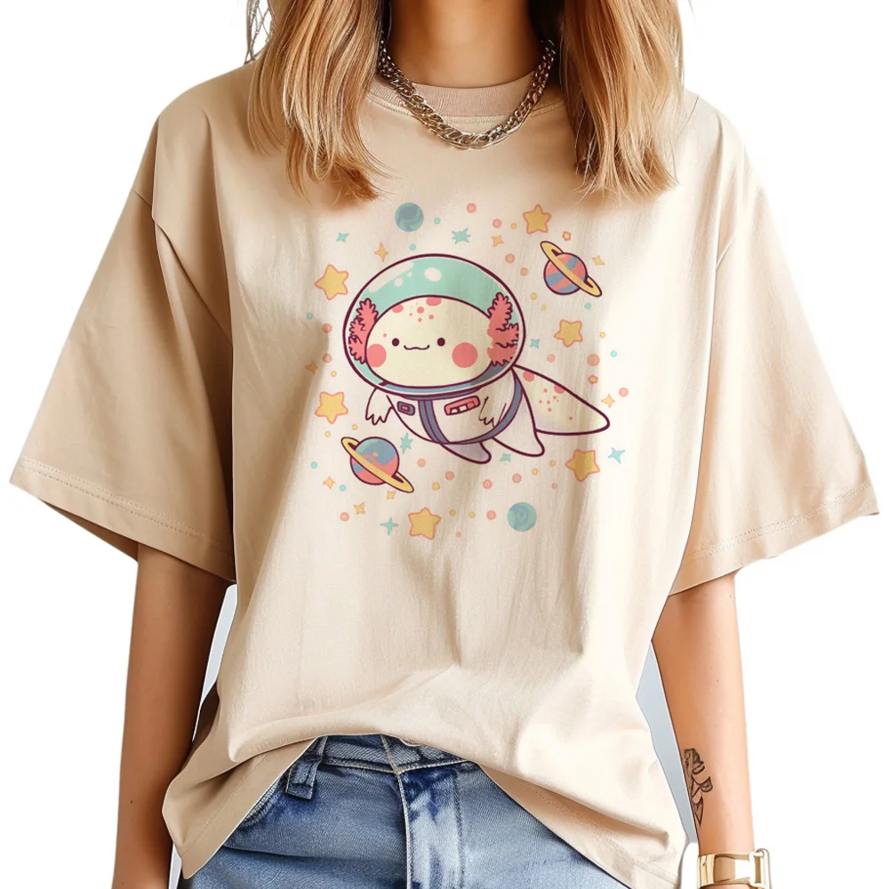 Axolotl t-shirts women streetwear designer Tee female Japanese manga clothing