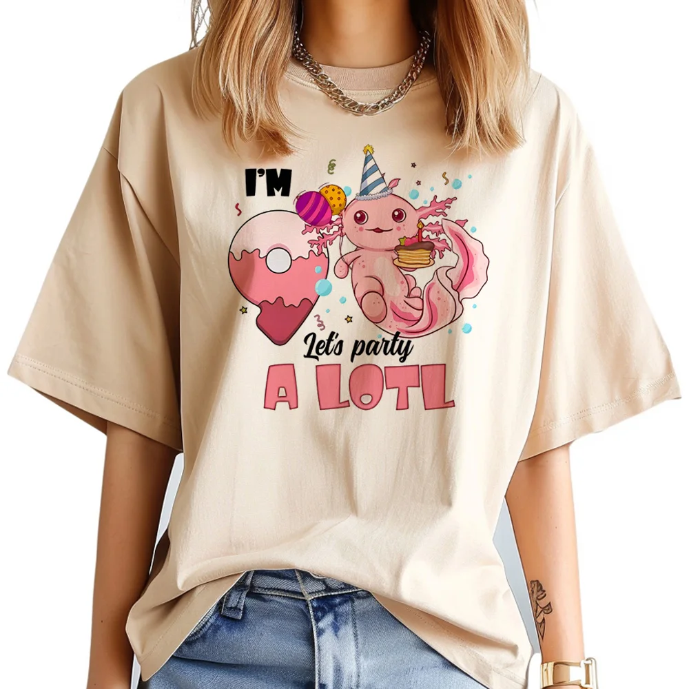 Axolotl t-shirts women streetwear designer Tee female Japanese manga clothing
