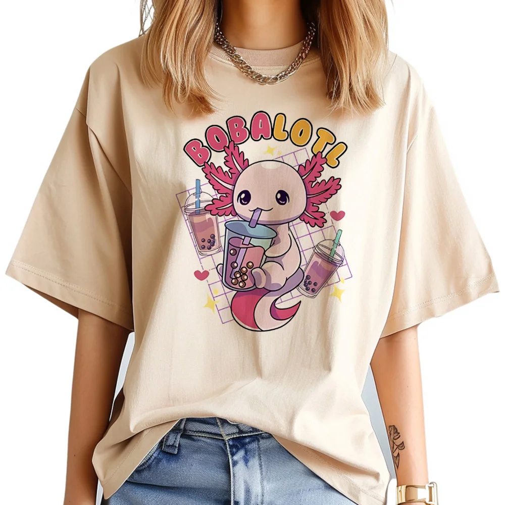 Axolotl t-shirts women streetwear designer Tee female Japanese manga clothing