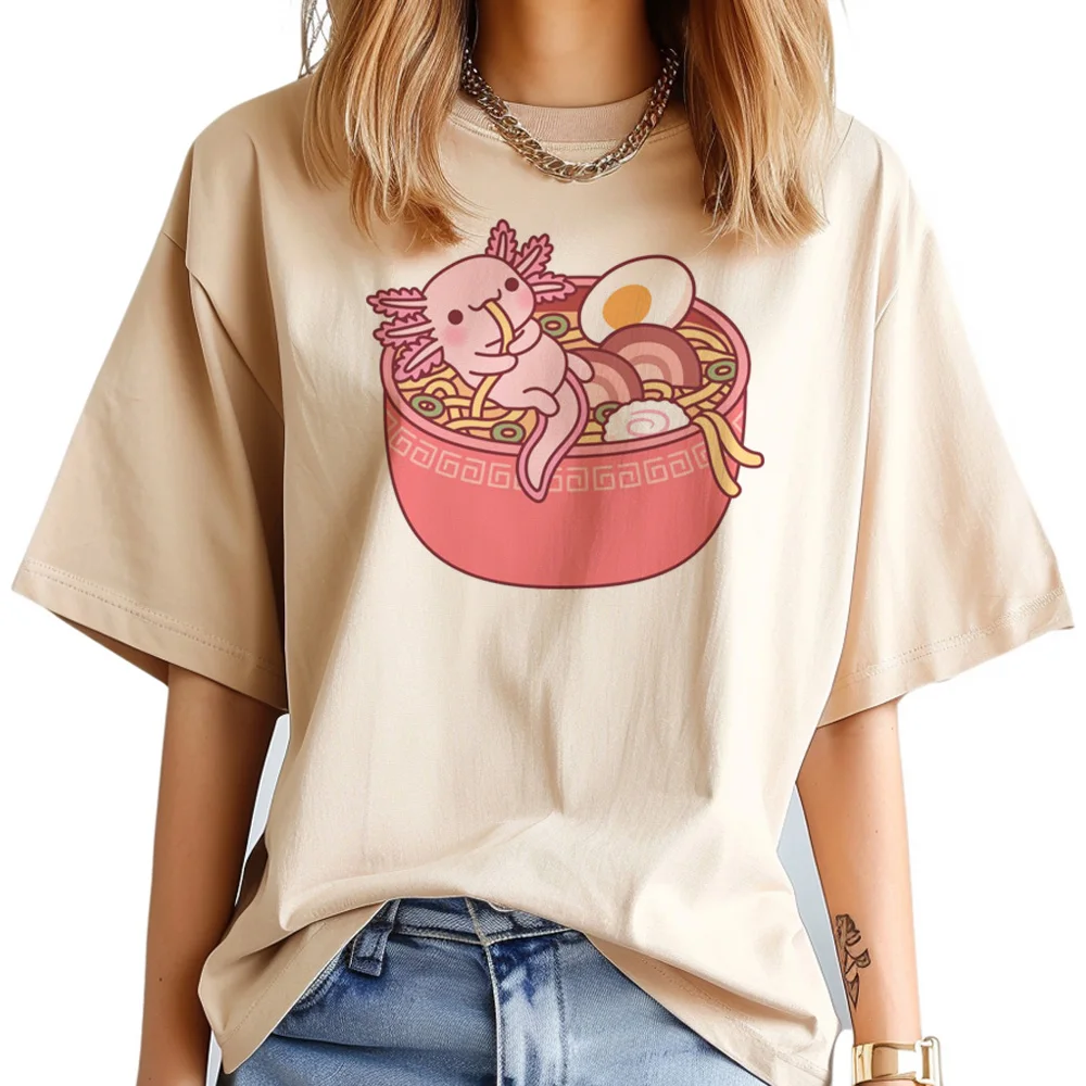 Axolotl t-shirts women streetwear designer Tee female Japanese manga clothing