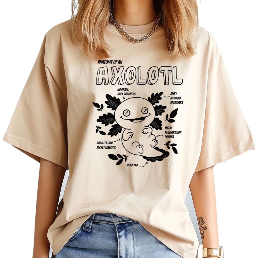 Axolotl t-shirts women streetwear designer Tee female Japanese manga clothing