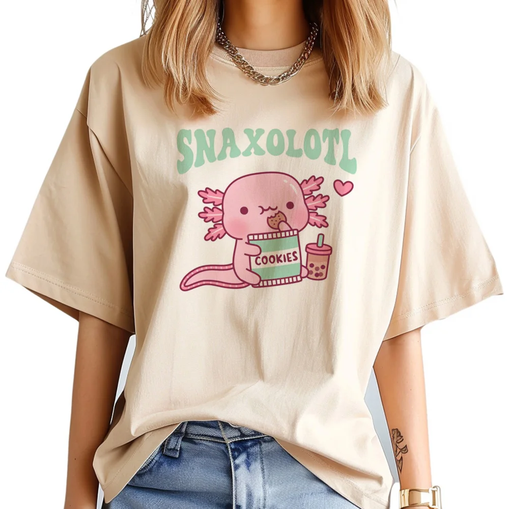 Axolotl t-shirts women streetwear designer Tee female Japanese manga clothing