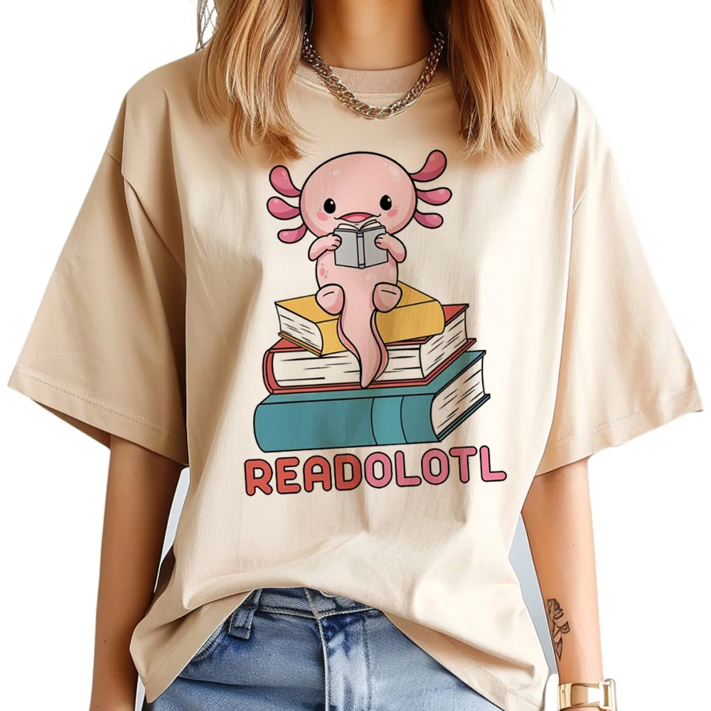 Axolotl t-shirts women streetwear designer Tee female Japanese manga clothing
