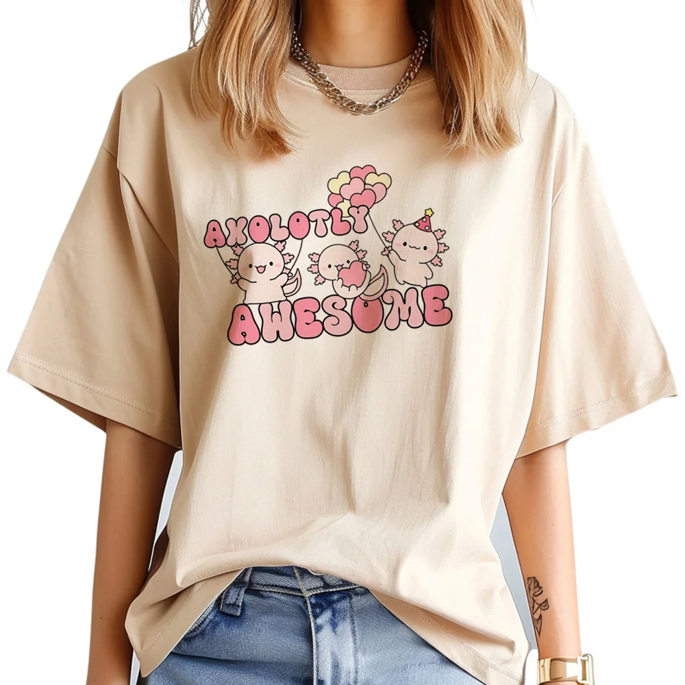 Axolotl t-shirts women streetwear designer Tee female Japanese manga clothing