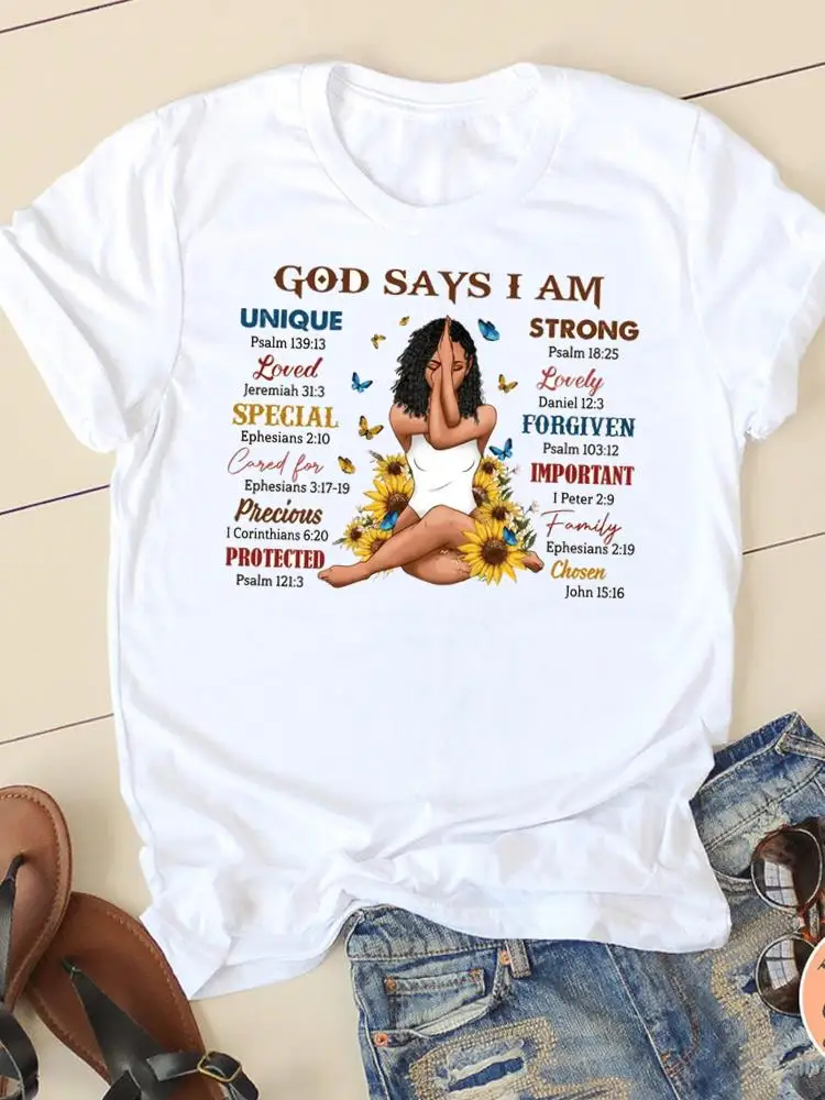 Letter Style Cute 90s Sweet Short Sleeve Fashion Women Print T Faith Clothing Casual Clothes Female T-shirts Ladies Graphic Tee