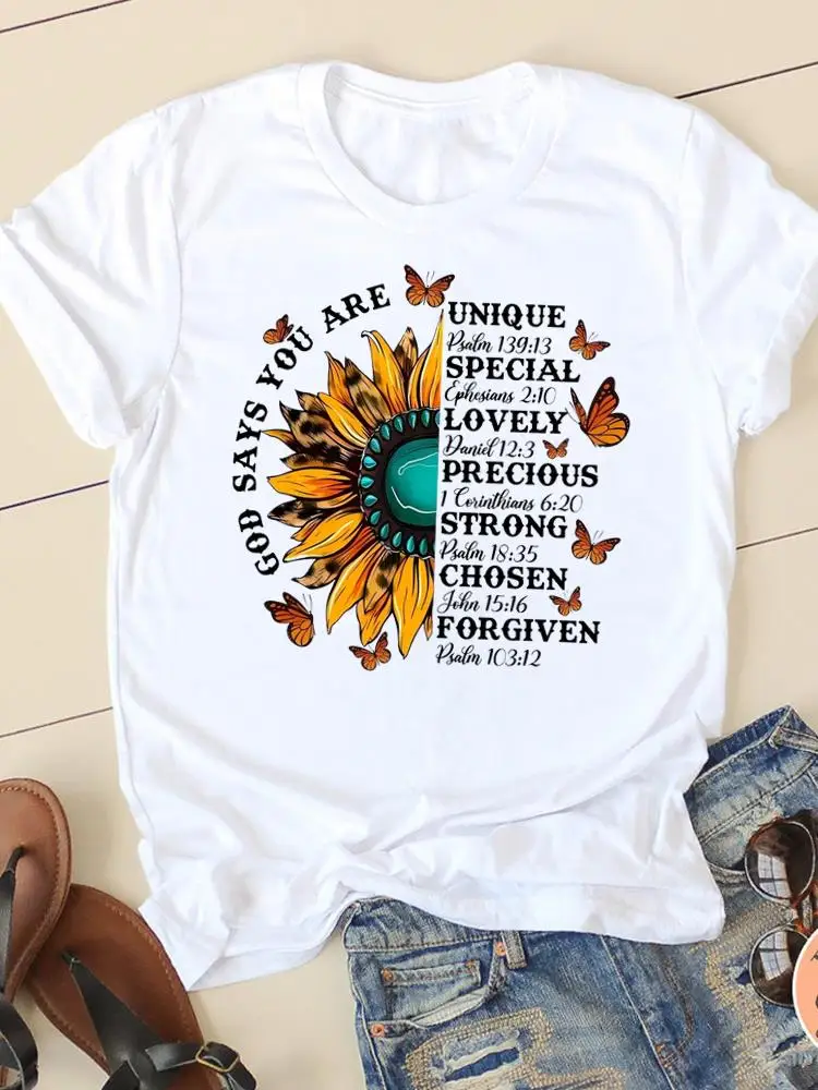 Letter Style Cute 90s Sweet Short Sleeve Fashion Women Print T Faith Clothing Casual Clothes Female T-shirts Ladies Graphic Tee