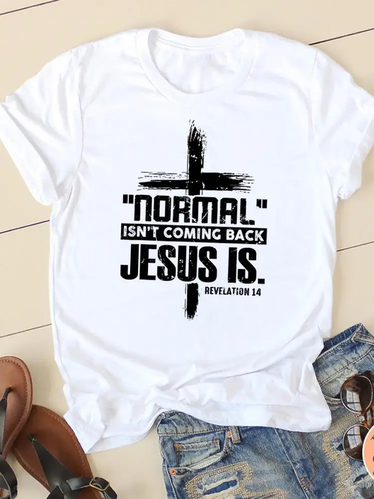 Letter Style Cute 90s Sweet Short Sleeve Fashion Women Print T Faith Clothing Casual Clothes Female T-shirts Ladies Graphic Tee