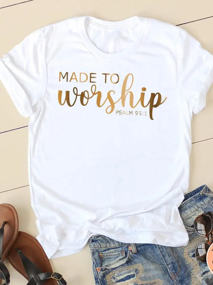 Letter Style Cute 90s Sweet Short Sleeve Fashion Women Print T Faith Clothing Casual Clothes Female T-shirts Ladies Graphic Tee